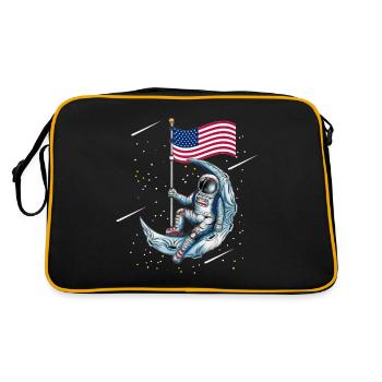 Moon Landing USA Amérique Drapeau Lune Space Fan - Sac Retro - noir/or - Dos