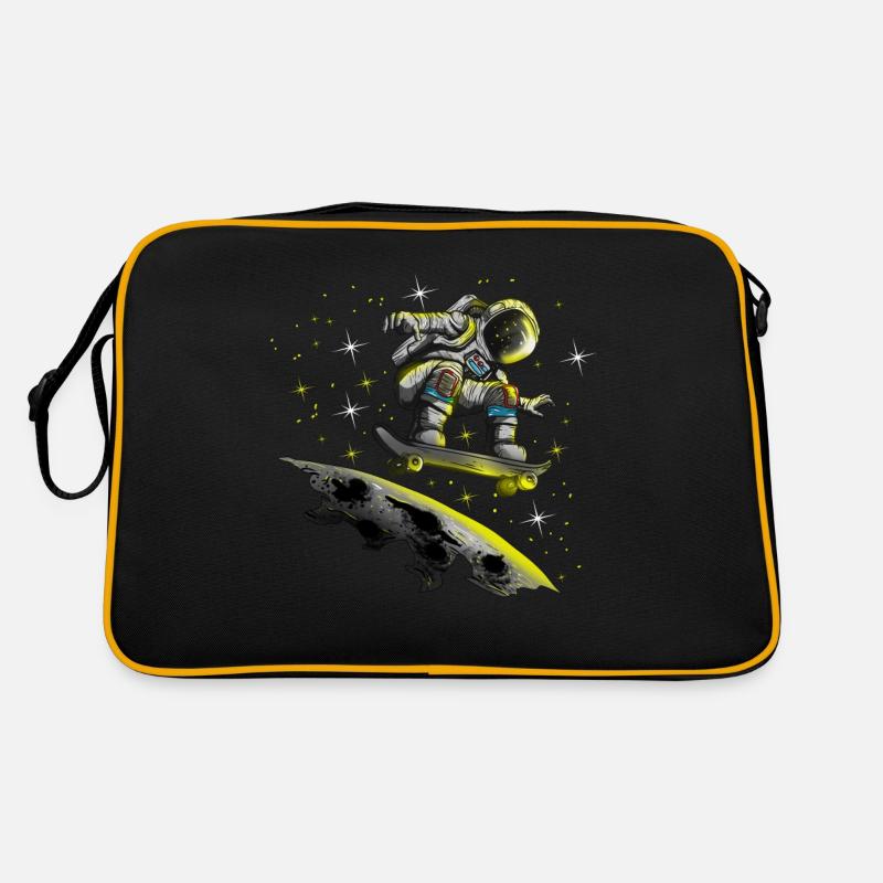 Un astronaute de conception spatiale patine sur la Lune - Sac Retro - noir/or