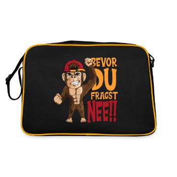 Affe mit Baseballkappe bevor du fragst nee! Affen - Retro Tasche - Schwarz/Gold - Hinten