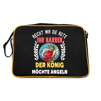 Reicht mir die Rute der König will angeln für - Retro Tasche - Schwarz/Gold - Hinten