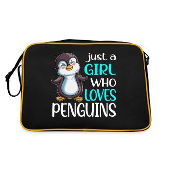 King Penguin Empereur Pingouin Fille Aime Pingouin - Sac Retro - noir/or - Dos