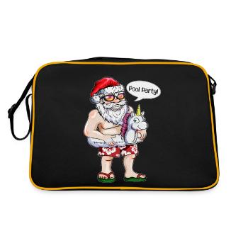 Schwimmreifen Einhorn Senta Claus Pool Party X-Mas - Retro Tasche - Schwarz/Gold - Hinten