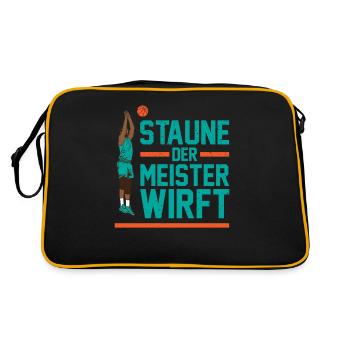 staune Basketball Meister Versenkt Korb Herren - Retro Tasche - Schwarz/Gold - Hinten