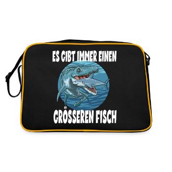 Es gibt immer einen größeren Fisch Elasmosaurus - Retro Tasche - Schwarz/Gold - Hinten