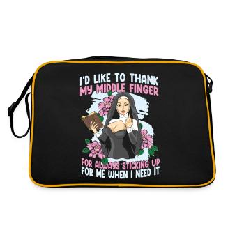 I'd Like To Thank My Middle Finger For Always - Retro Tasche - Schwarz/Gold - Hinten
