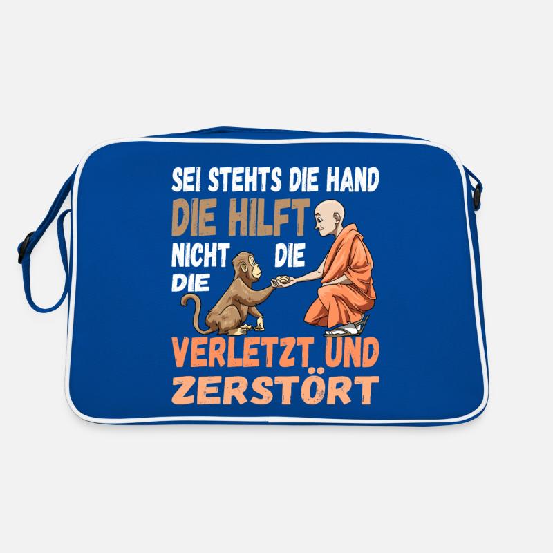Helfende Hand Helfen Affe Mönch Nächstenliebe Retro Tasche