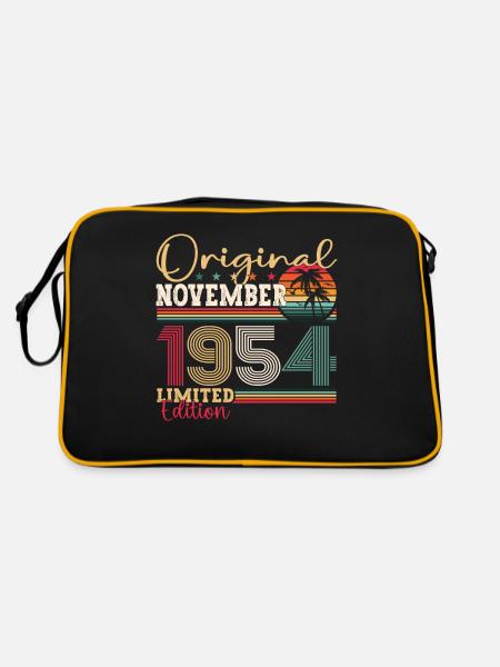 Original November 1954 68th Birthday Gift - Retro Bag - black/gold - Back