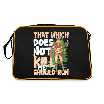 Cool Wikinger Frau Wikinger Spruch - Retro Tasche - Schwarz/Gold - Hinten