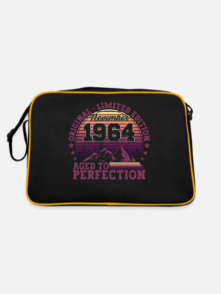 Jahrgang 1964 Geburtstag Geschenk November - Retro Tasche - Schwarz/Gold