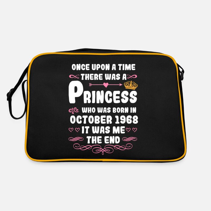 Es war einmal eine Prinzessin. Oktober 1968 Geburt - Retro Tasche - Schwarz/Gold