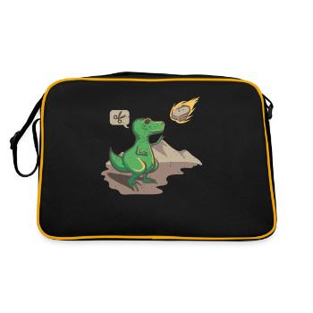 Dinosaurier Asteroid Welt Stein Schere Papier - Retro Tasche - Schwarz/Gold - Hinten