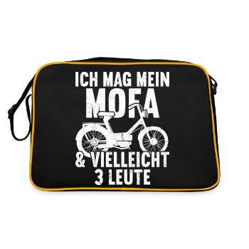 Mofa Moped Zweirad Mofafahrer Rollerfahrer - Retro Tasche - Schwarz/Gold - Hinten