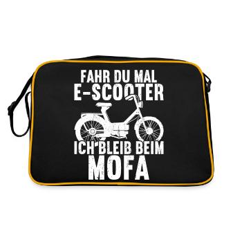 Mofa Moped Rollerfahrer - Retro Tasche - Schwarz/Gold - Hinten