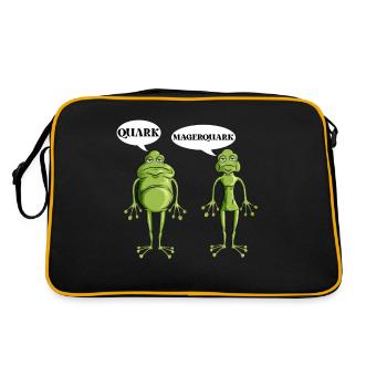 Lustiges Forsch Frösche Quark Magerquark Wortwitz - Retro Tasche - Schwarz/Gold - Hinten