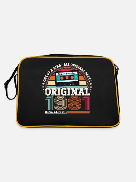 November Jahrgang 1981 41. Geburtstag Geschenk - Retro Tasche - Schwarz/Gold