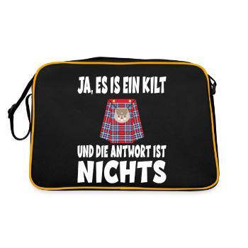 Ja ES IST EIN KILT UND DIE ANTWORT IST NICHTS - Retro Tasche - Schwarz/Gold - Hinten