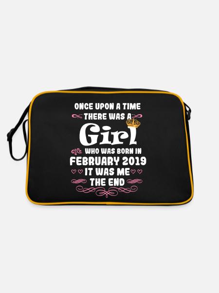 Es war einmal ein Mädchen. Februar 2019 Geburtstag - Retro Tasche - Schwarz/Gold - Hinten