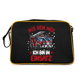 Feuerwehrspruch Feuerwehrauto Kinder Outfit - Retro Tasche - Schwarz/Gold - Hinten