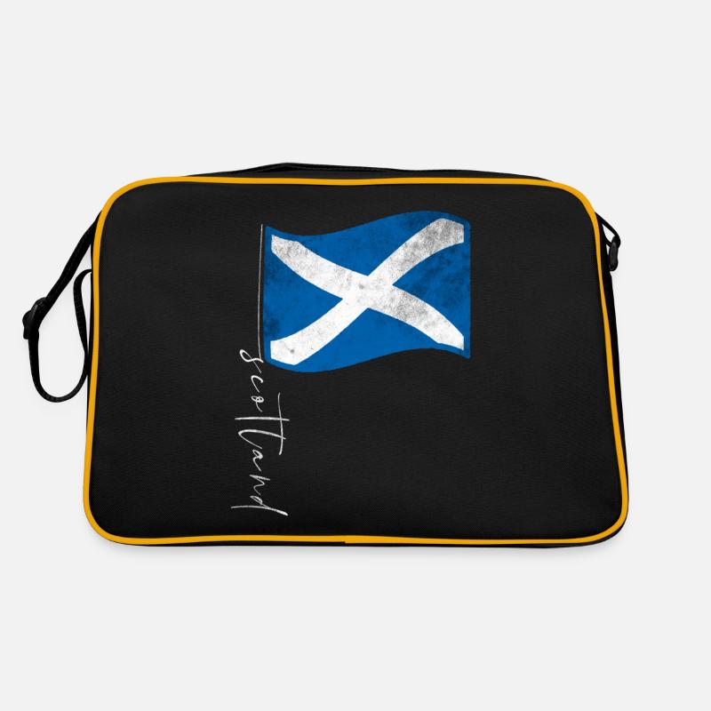 Schottland Flagge Schottisch - Retro Tasche - Schwarz/Gold