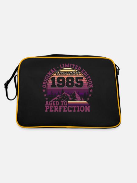 Original Dezember 1985 37. Geburtstag Geschenk - Retro Tasche - Schwarz/Gold