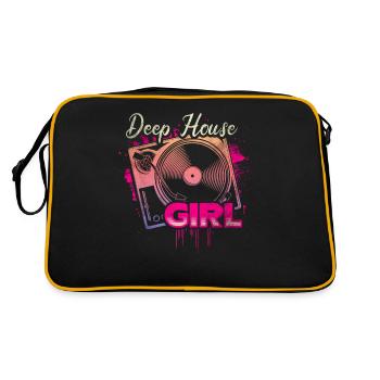 Deep House Music Girl Disc Jockey - Sac Retro - noir/or - Dos