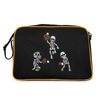 Baseball Halloween Skeleton Skeletons Baseball Fan - Retro Bag - black/gold - Back