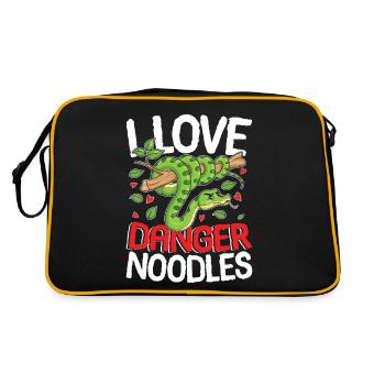 I Love Danger Noodles - Retro Tasche - Schwarz/Gold - Hinten