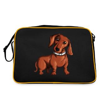 Dackelfan Hunderasse Dackel Besitzer Hundezüchter - Retro Tasche - Schwarz/Gold - Hinten