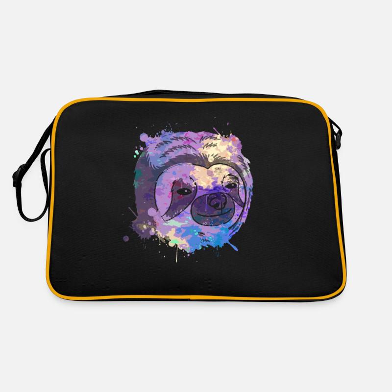 Sloth Faultier - Retro Tasche - Schwarz/Gold