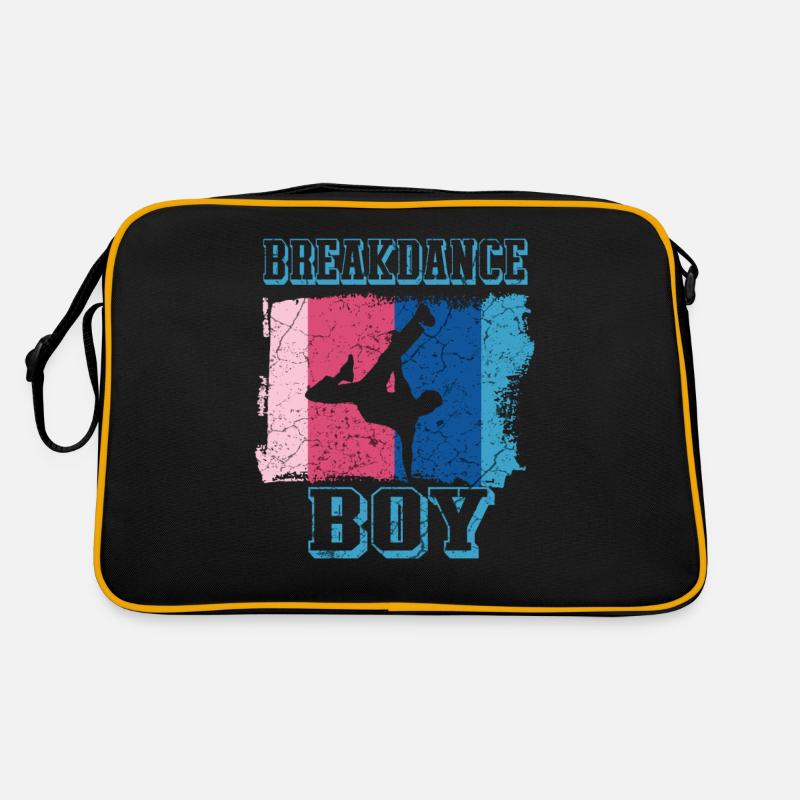 Breakdance Junge Breakdancer BBoy - Retro Tasche - Schwarz/Gold