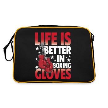 Life Is Better In Boxing Gloves - Retro Tasche - Schwarz/Gold - Hinten