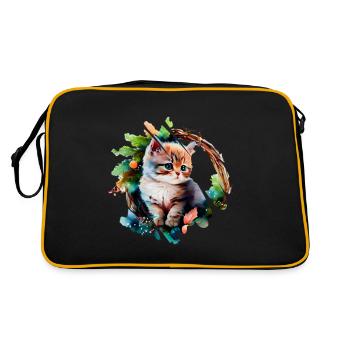 Süße Katze - Retro Tasche - Schwarz/Gold - Hinten