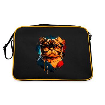 Chat avec lunettes - Sac Retro - noir/or - Dos