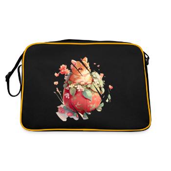 Katze im Topf - Retro Tasche - Schwarz/Gold - Hinten