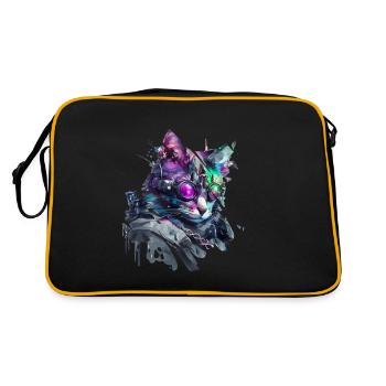 Moderne Katze - Retro Tasche - Schwarz/Gold - Hinten