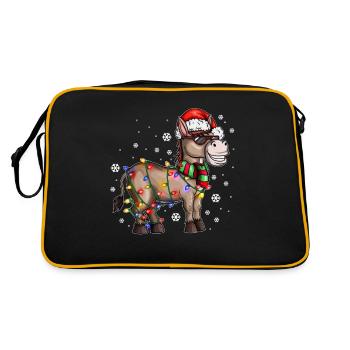 Âne de Noël avec chapeau de Noël dans la neige - Sac Retro - noir/or - Dos