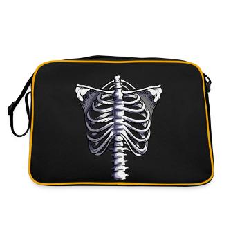 Skelettbrustkorb Torso Knochen Halloweenoutfit - Retro Tasche - Schwarz/Gold - Hinten
