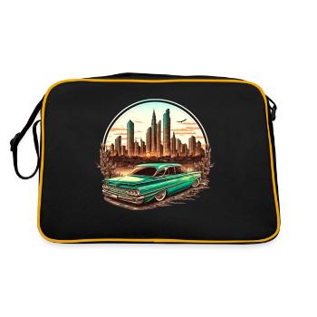 Muscle car drives through the desert USA with Rocknroll - Retro Bag - black/gold - Back