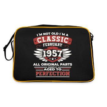 66e anniversaire Février Né 1957 Cadeau - Sac Retro - noir/or - Dos