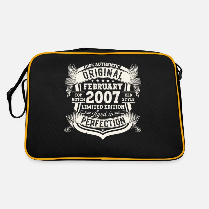 Februar Jahrgang 2007 16. Geburtstag Geschenk Mann - Retro Tasche - Schwarz/Gold