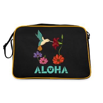 Amateur d’oiseaux hibiscus colibri rétro exotique - Sac Retro - noir/or - Dos