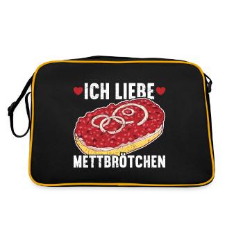 Mettbrötchen Mett Mettigel - Retro Tasche - Schwarz/Gold - Hinten