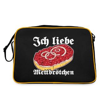 Mettbrötchen Mett Mettigel - Retro Tasche - Schwarz/Gold - Hinten