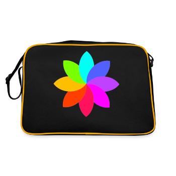Rainbow Flower - Rainbow Colors - Flower Graphic - Retro Bag - black/gold - Back