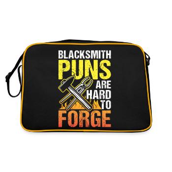 Blacksmith Puns Are Hard To Forge - Retro Tasche - Schwarz/Gold - Hinten