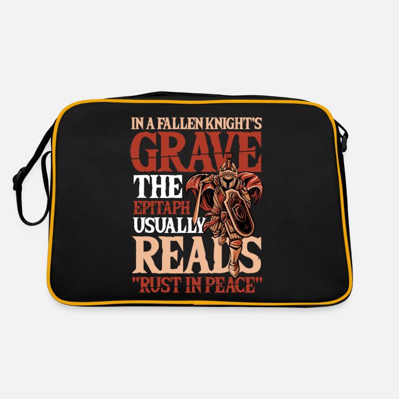 Fallen Knight Rust in Peace Rüstung Ritter Rost - Retro Tasche - Schwarz/Gold