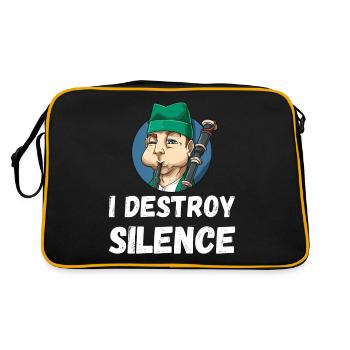 I Destroy Silence Dudelsack - Retro Tasche - Schwarz/Gold - Hinten