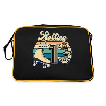 Rollerskating Geburtstag 13 Jahre Alt - Retro Tasche - Schwarz/Gold - Hinten