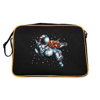 Astronaut Geigenspieler Musikinstrument Universum - Retro Tasche - Schwarz/Gold - Hinten
