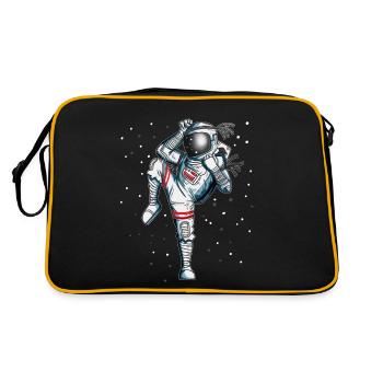 Astronaut Boxen Karate Kosmonaut Kickboxen Weltall - Retro Tasche - Schwarz/Gold - Hinten
